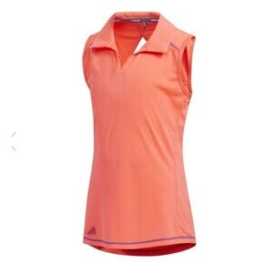 adidas Solid Sleeveless Polo Shirt Red Zest  NWT Small Golf‎ Tennis Workout Gym